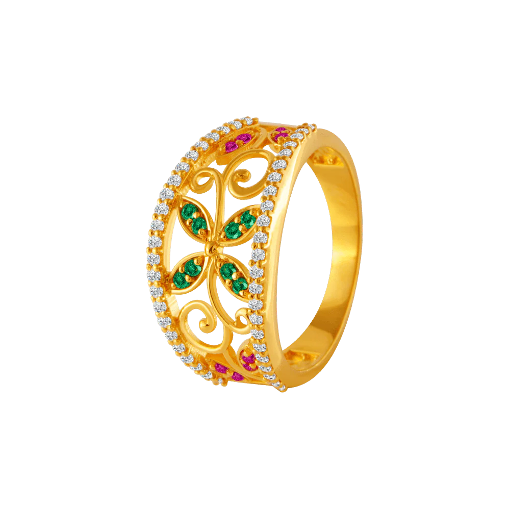 22KT Yellow Gold And American Diamond Ring For Women - Image 3