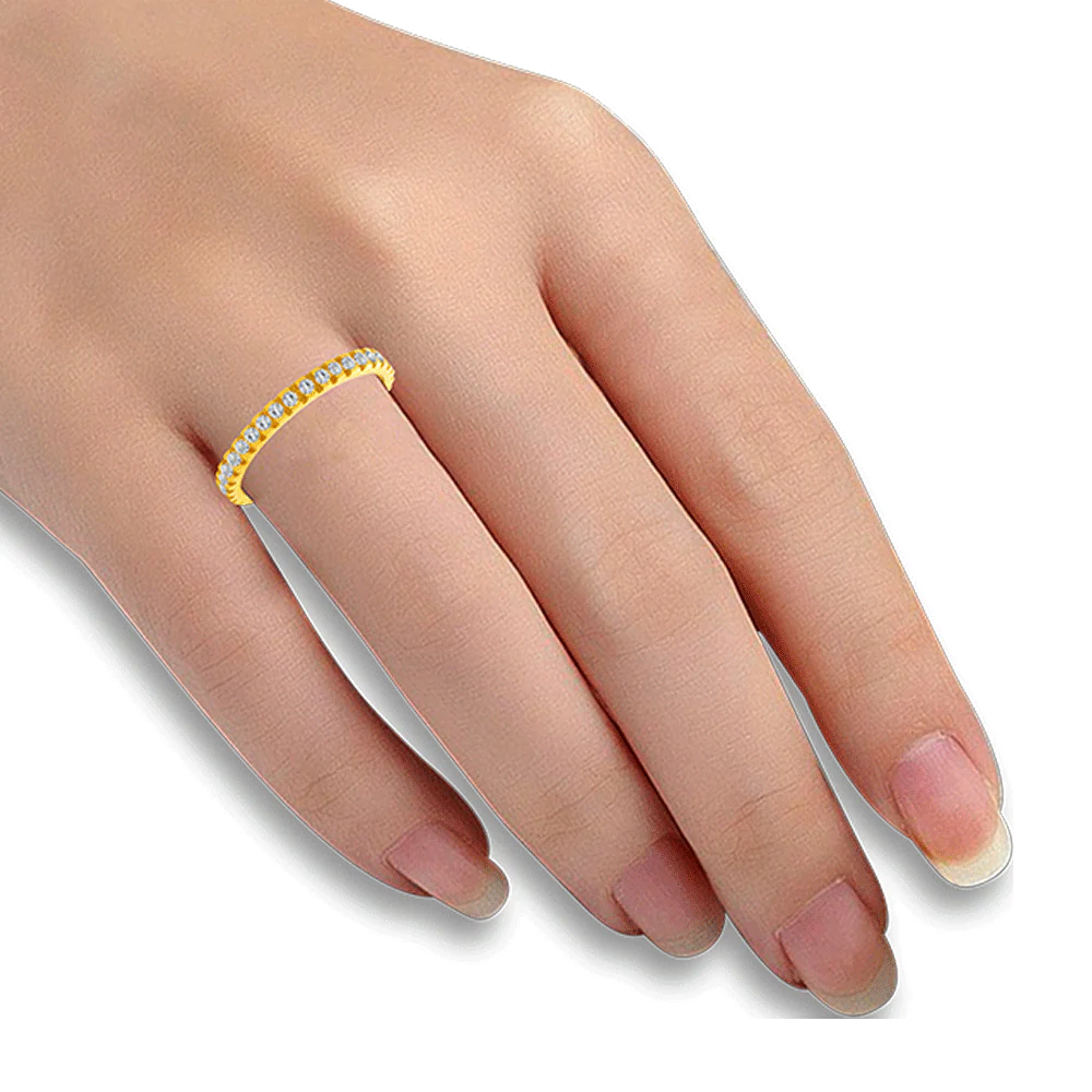 22KT Yellow Gold And American Diamond Ring For Women - Image 4