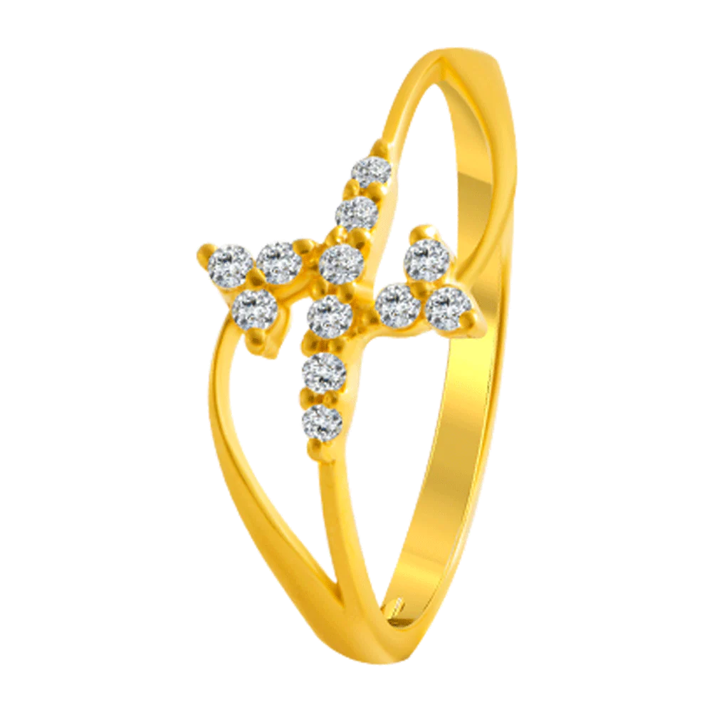 22KT Yellow Gold And American Diamond Ring For Women - Image 2