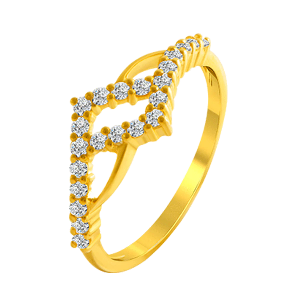 22KT Yellow Gold And American Diamond Ring For Women