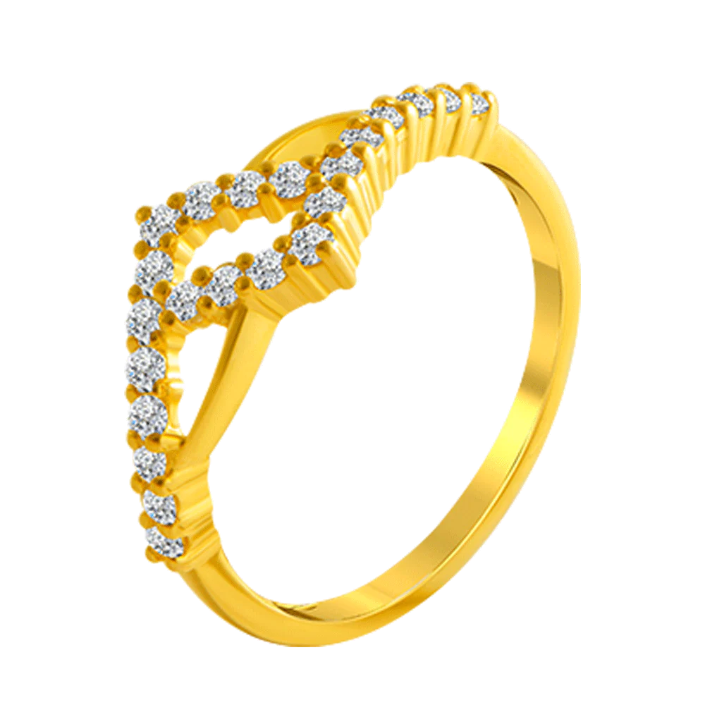 22KT Yellow Gold And American Diamond Ring For Women - Image 2