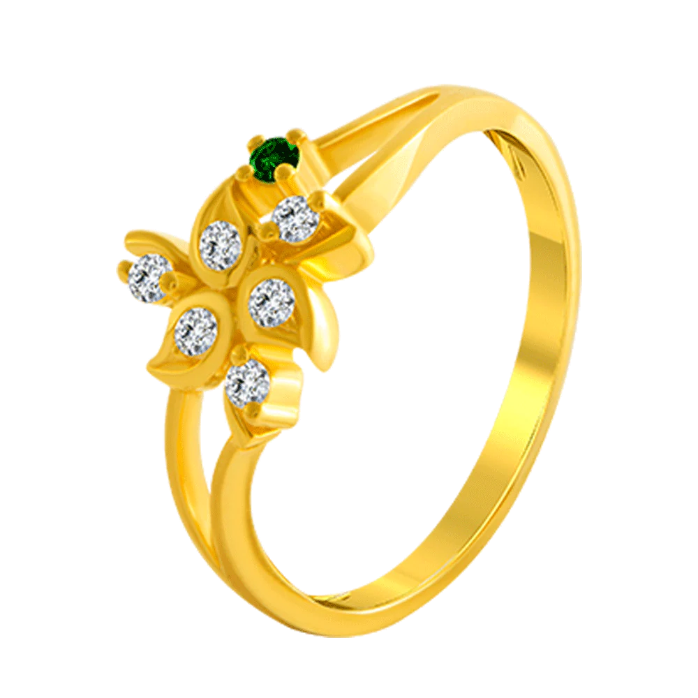 22KT Yellow Gold And American Diamond Ring For Women - Image 2