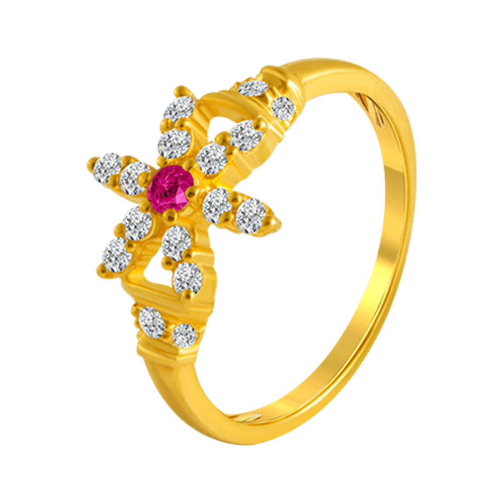 22KT Yellow Gold And American Diamond Ring For Women - Image 2