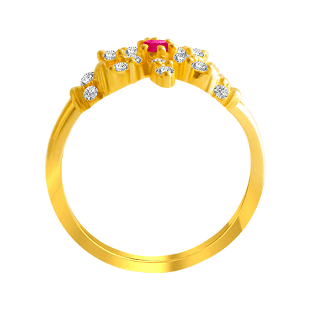 22KT Yellow Gold And American Diamond Ring For Women - Image 3