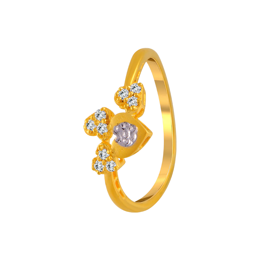 22KT Yellow Gold And American Diamond Ring For Women