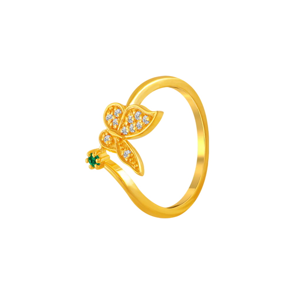 22KT Yellow Gold And American Diamond Ring For Women - Image 3