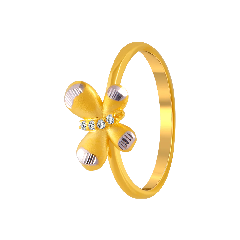 22KT Yellow Gold And American Diamond Ring For Women