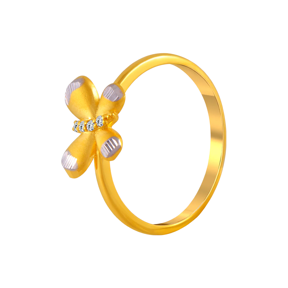 22KT Yellow Gold And American Diamond Ring For Women - Image 4