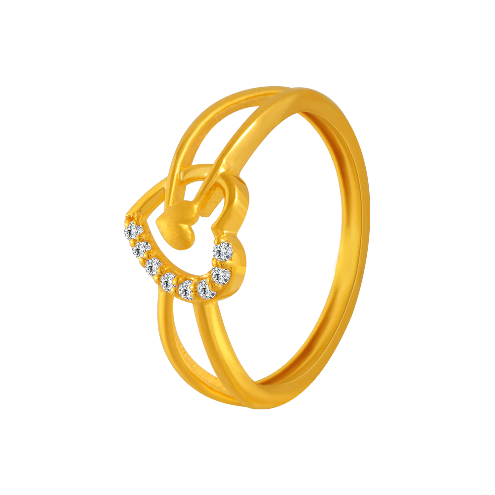 22KT Yellow Gold And American Diamond Ring For Women - Image 4