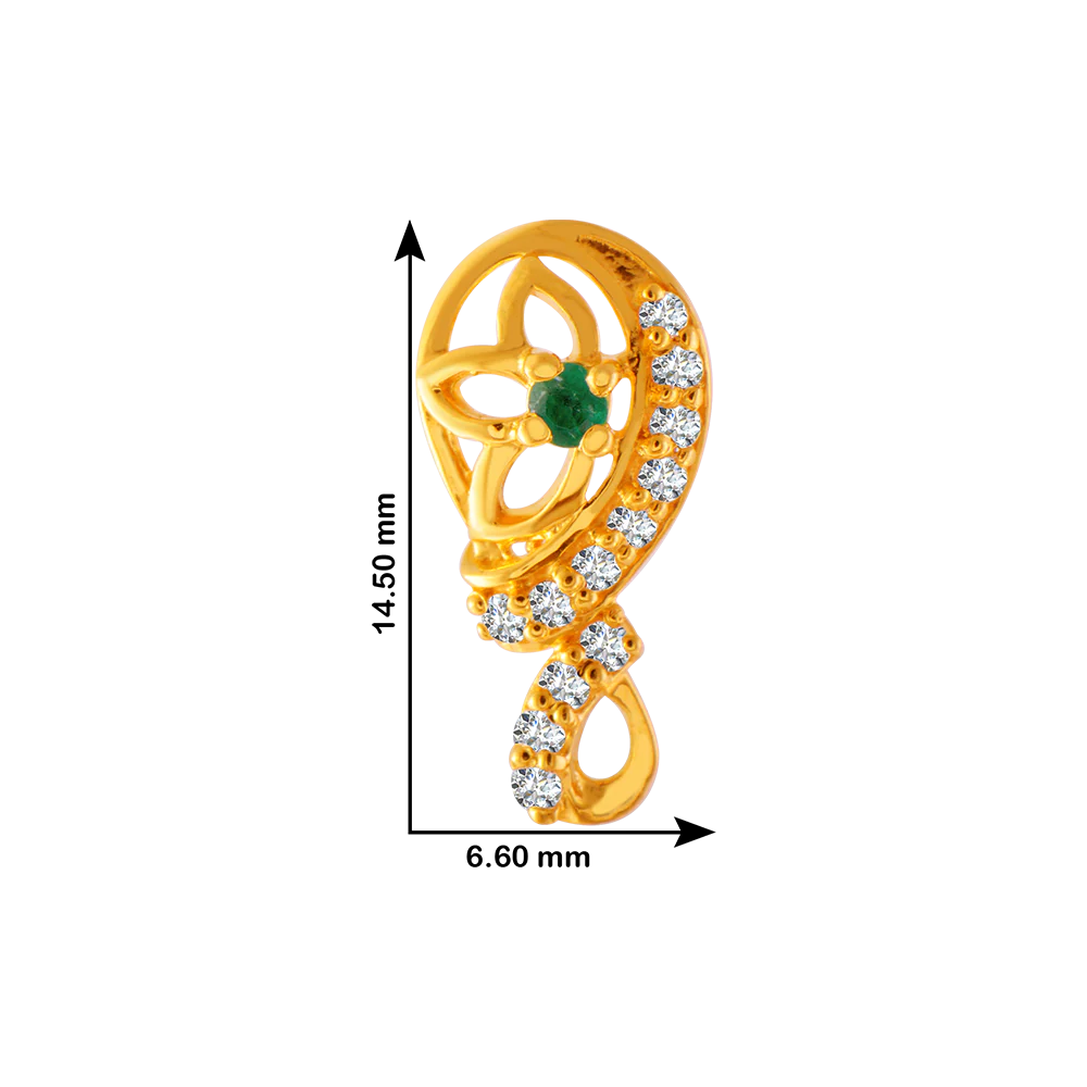 22KT Yellow Gold And American Diamond Stud Earrings For Women - Image 4