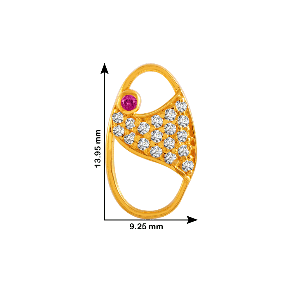 22KT Yellow Gold And American Diamond Stud Earrings For Women - Image 4