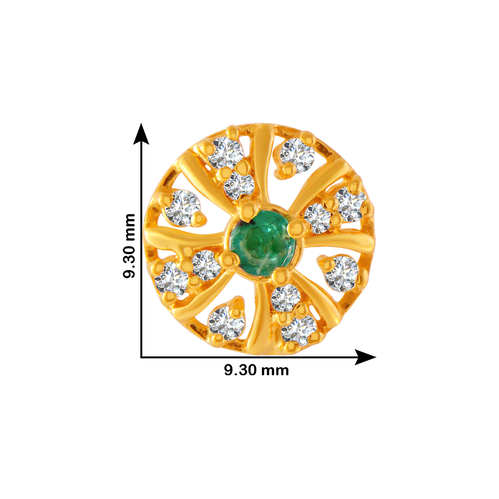 22KT Yellow Gold And American Diamond Stud Earrings For Women - Image 4