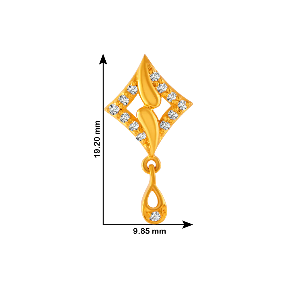 22KT Yellow Gold And American Diamond Stud Earrings For Women - Image 4