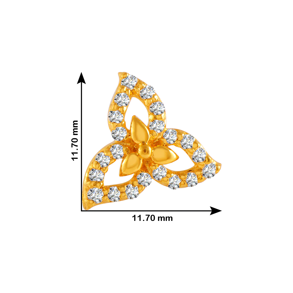 22KT Yellow Gold And American Diamond Stud Earrings For Women - Image 4