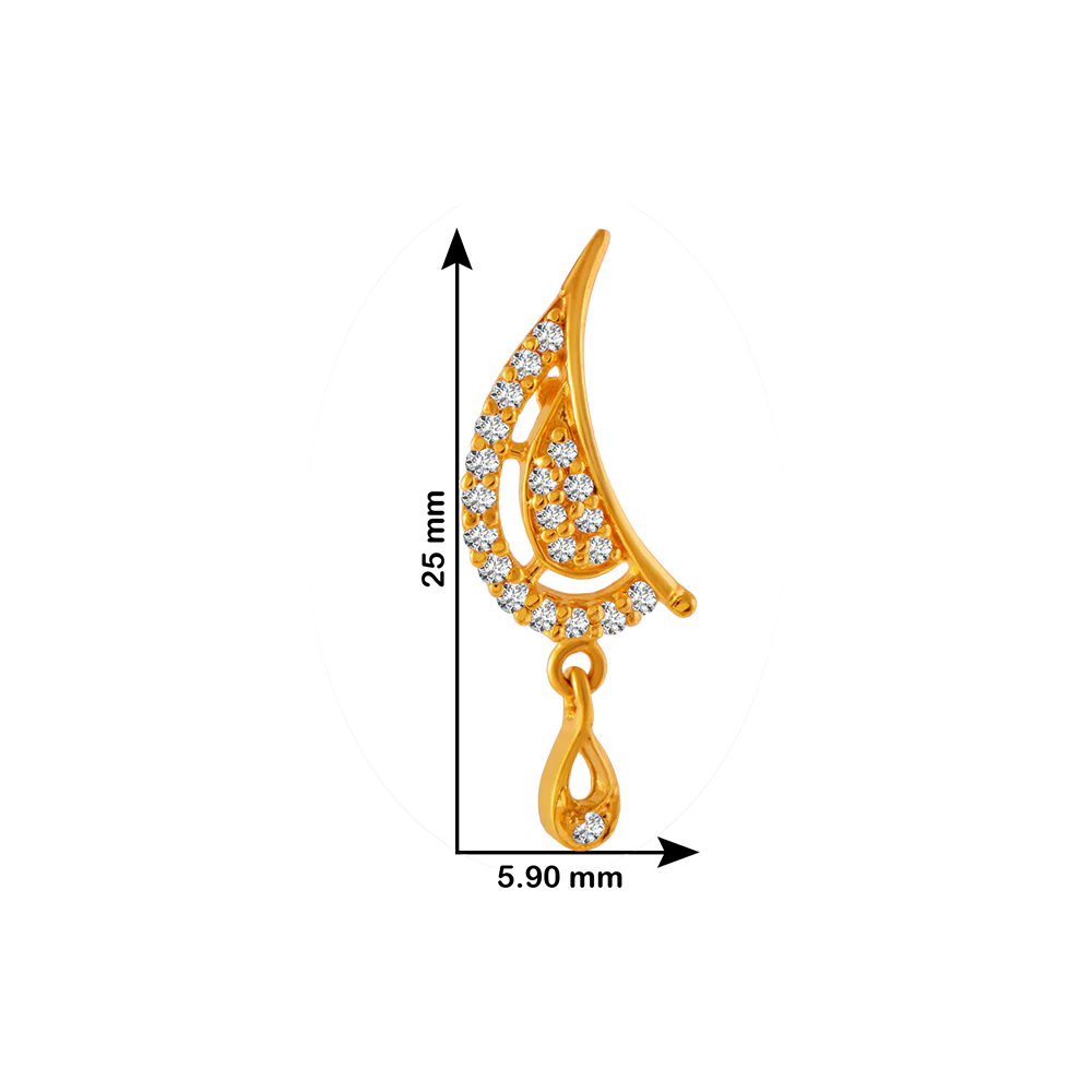 22KT Yellow Gold And American Diamond Stud Earrings For Women - Image 4