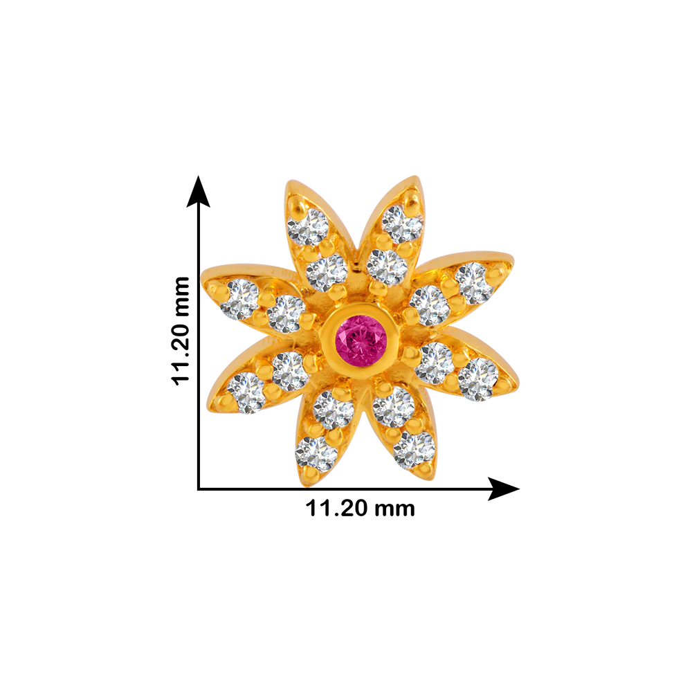22KT Yellow Gold And American Diamond Stud Earrings For Women - Image 4