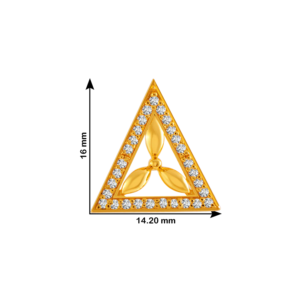 22KT Yellow Gold And American Diamond Stud Earrings For Women - Image 4