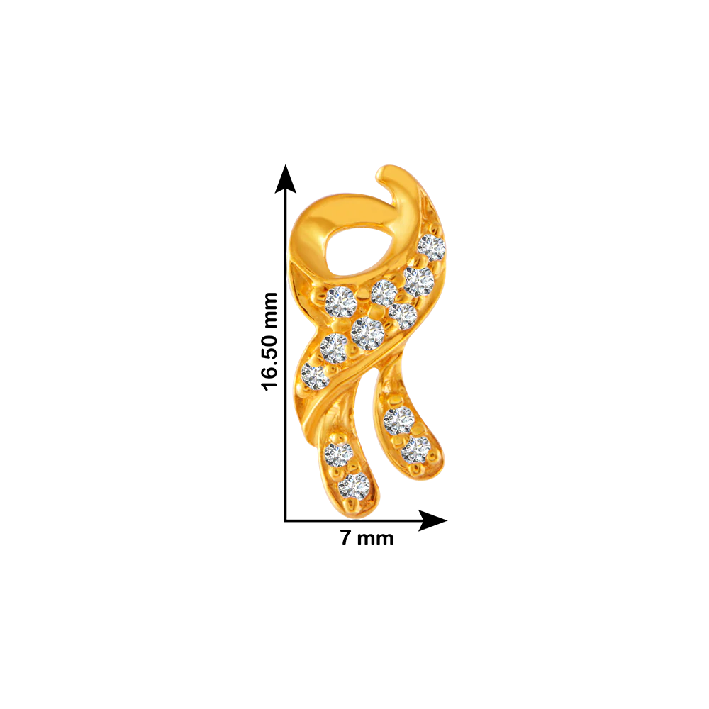 22KT Yellow Gold And American Diamond Stud Earrings For Women - Image 4