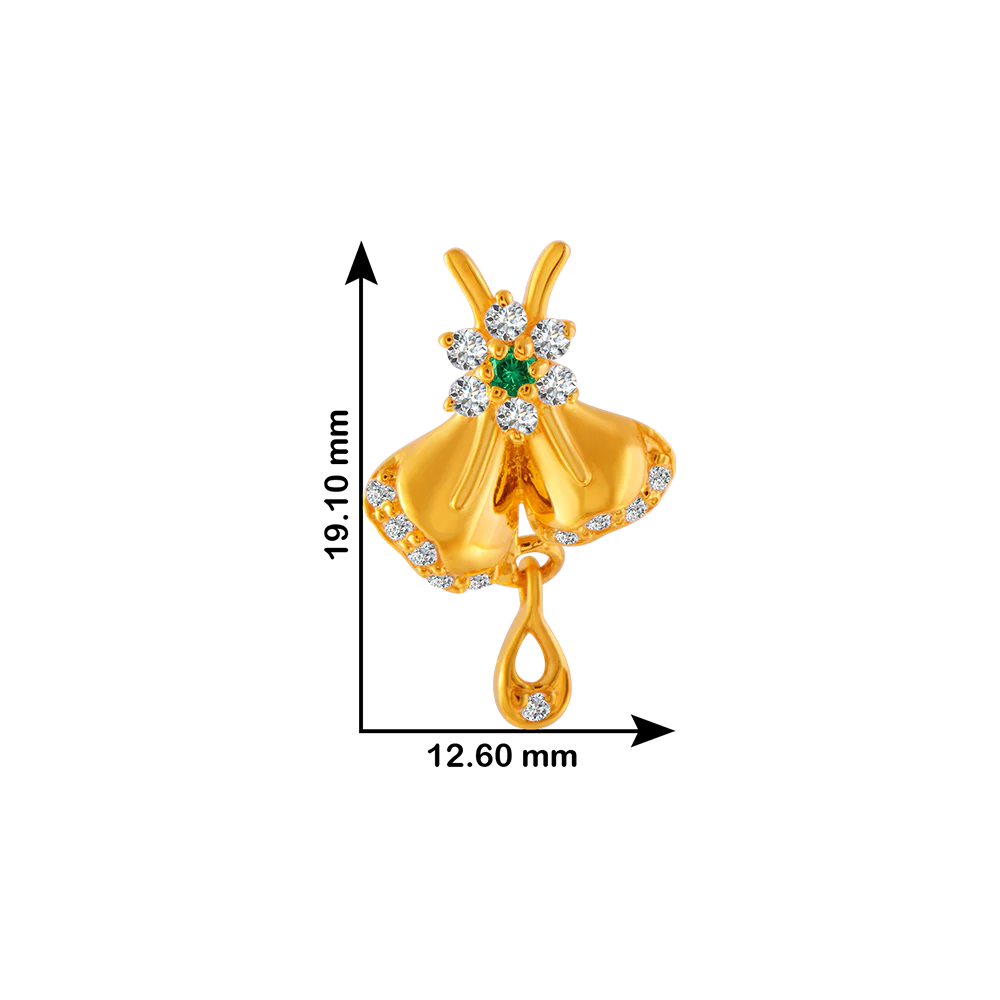 22KT Yellow Gold And American Diamond Stud Earrings For Women - Image 4