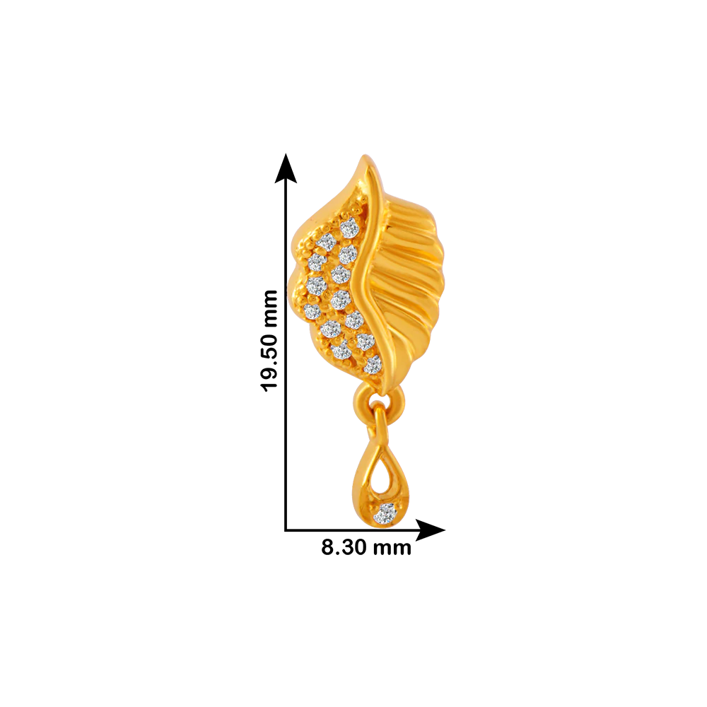 22KT Yellow Gold And American Diamond Stud Earrings For Women - Image 4