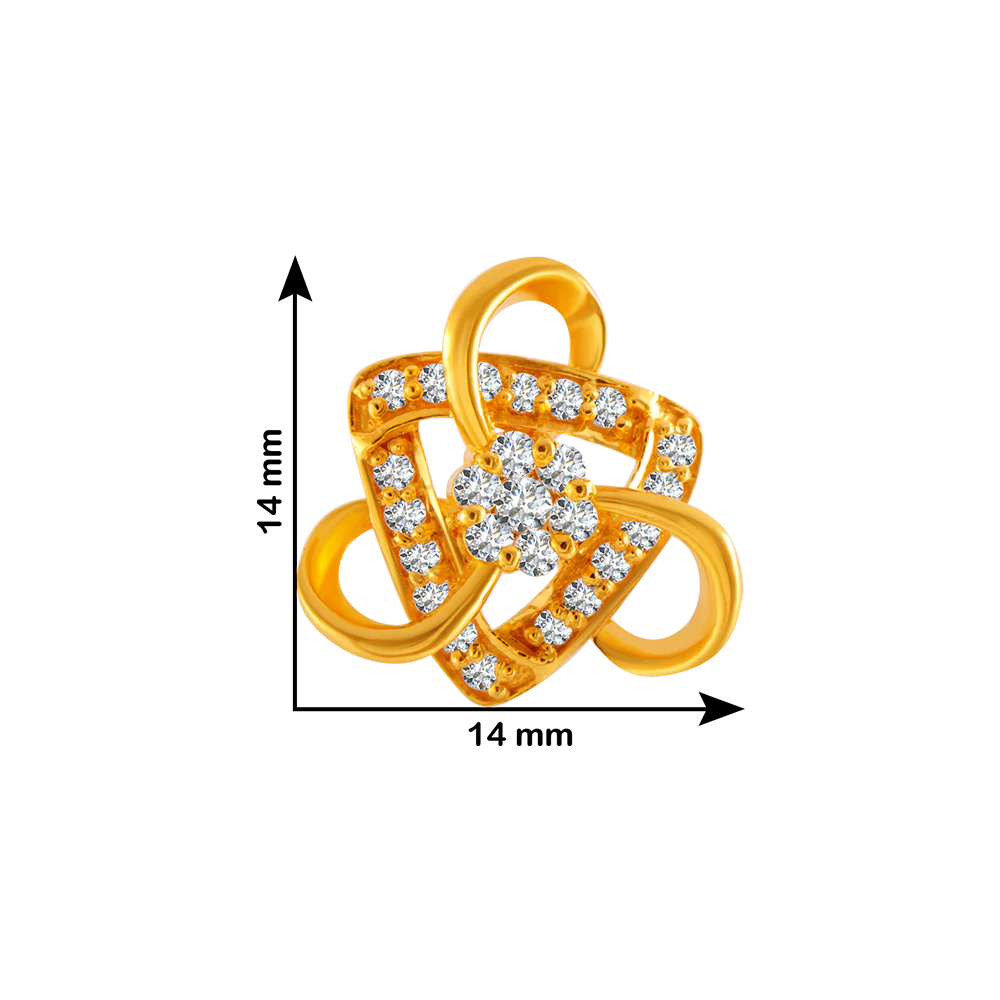 22KT Yellow Gold And American Diamond Stud Earrings For Women - Image 4