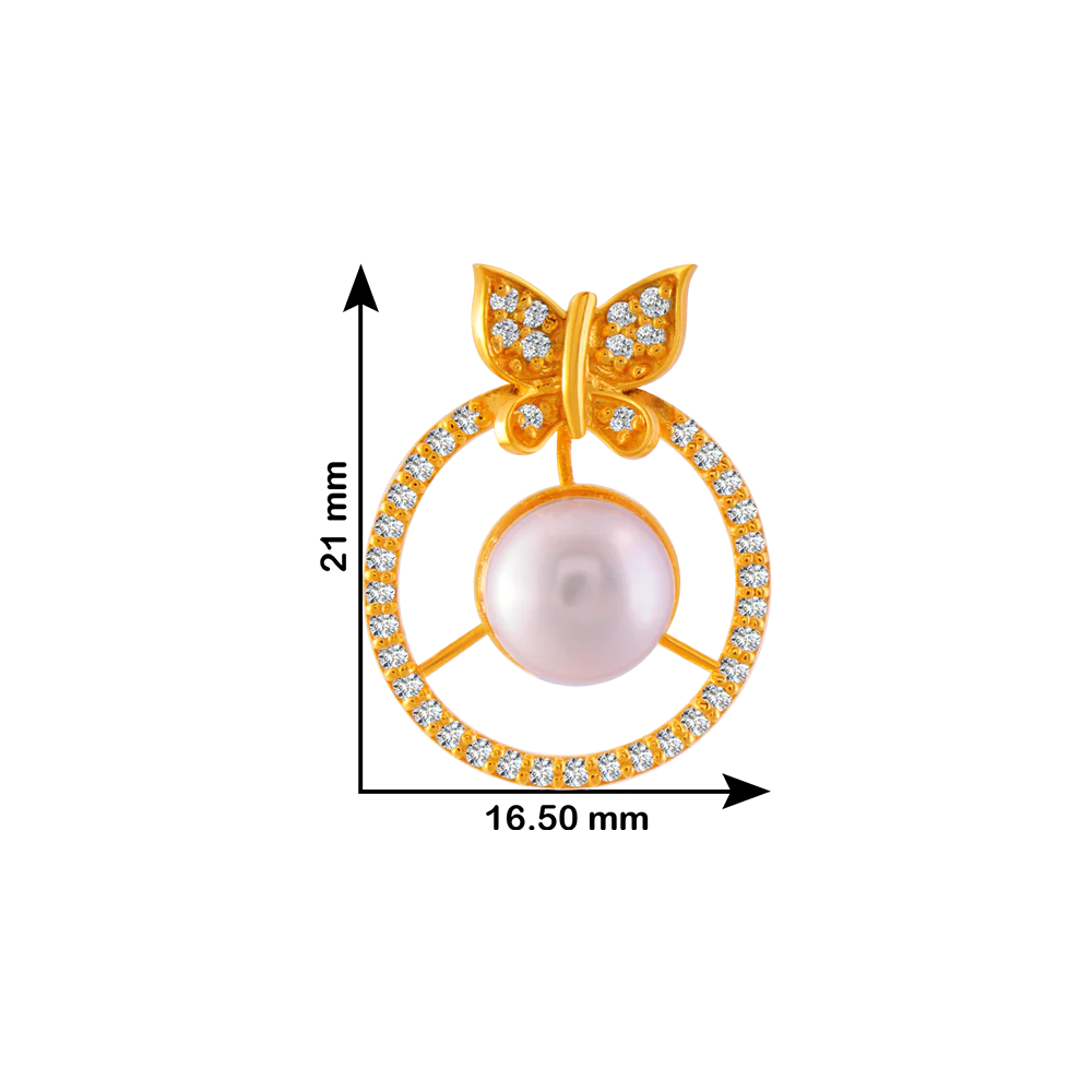 22KT Yellow Gold And American Diamond Stud Earrings For Women - Image 4