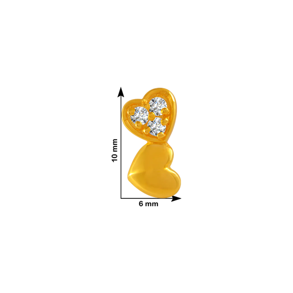 22KT Yellow Gold And American Diamond Stud Earrings For Women - Image 2