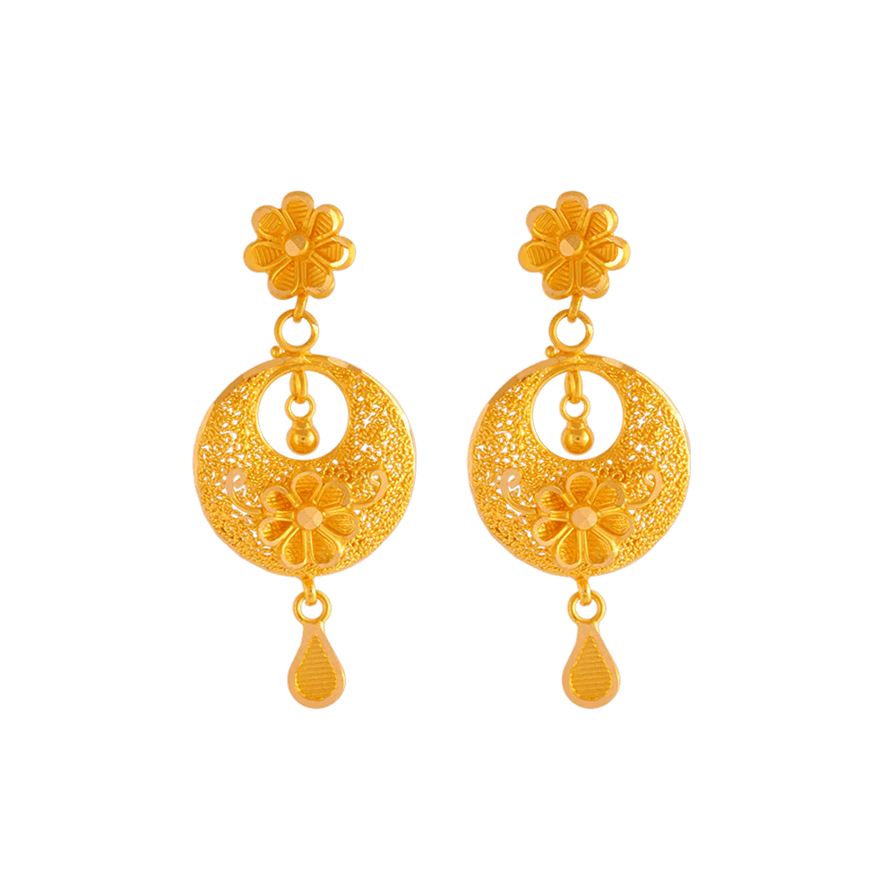 22KT Yellow Gold Chandbali Earrings For Women
