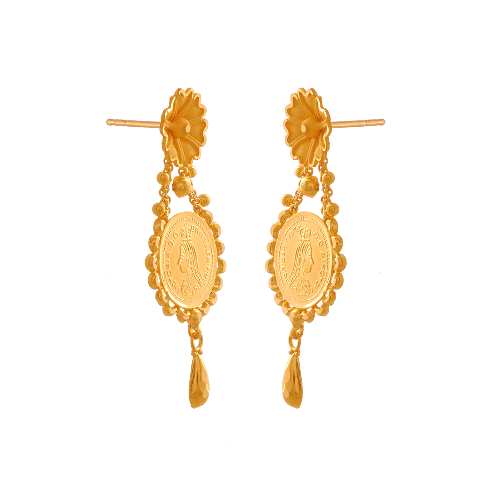 22KT Yellow Gold Drop Earrings For Women - Image 2