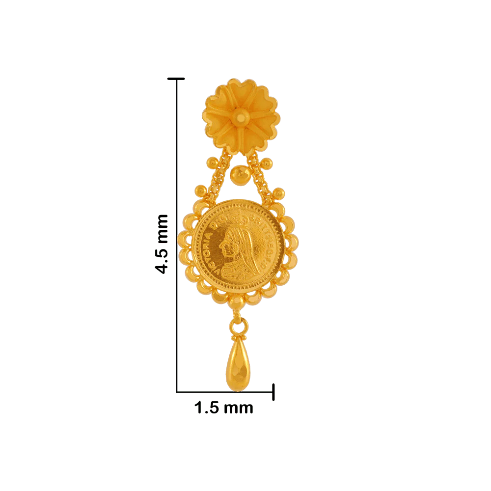 22KT Yellow Gold Drop Earrings For Women - Image 4