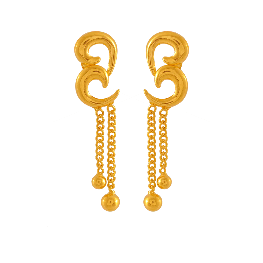 22KT Yellow Gold Drop Earrings For Women