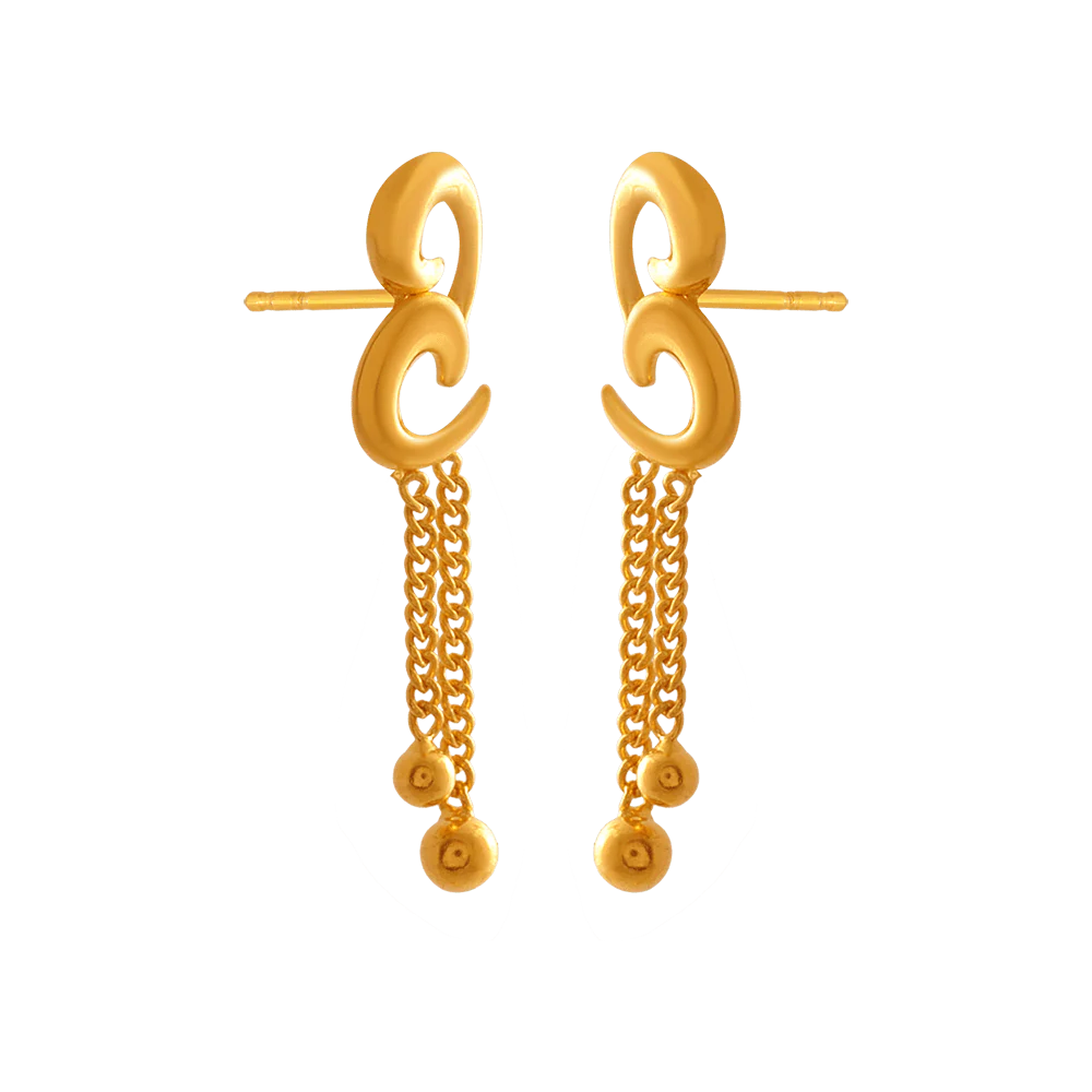 22KT Yellow Gold Drop Earrings For Women - Image 2