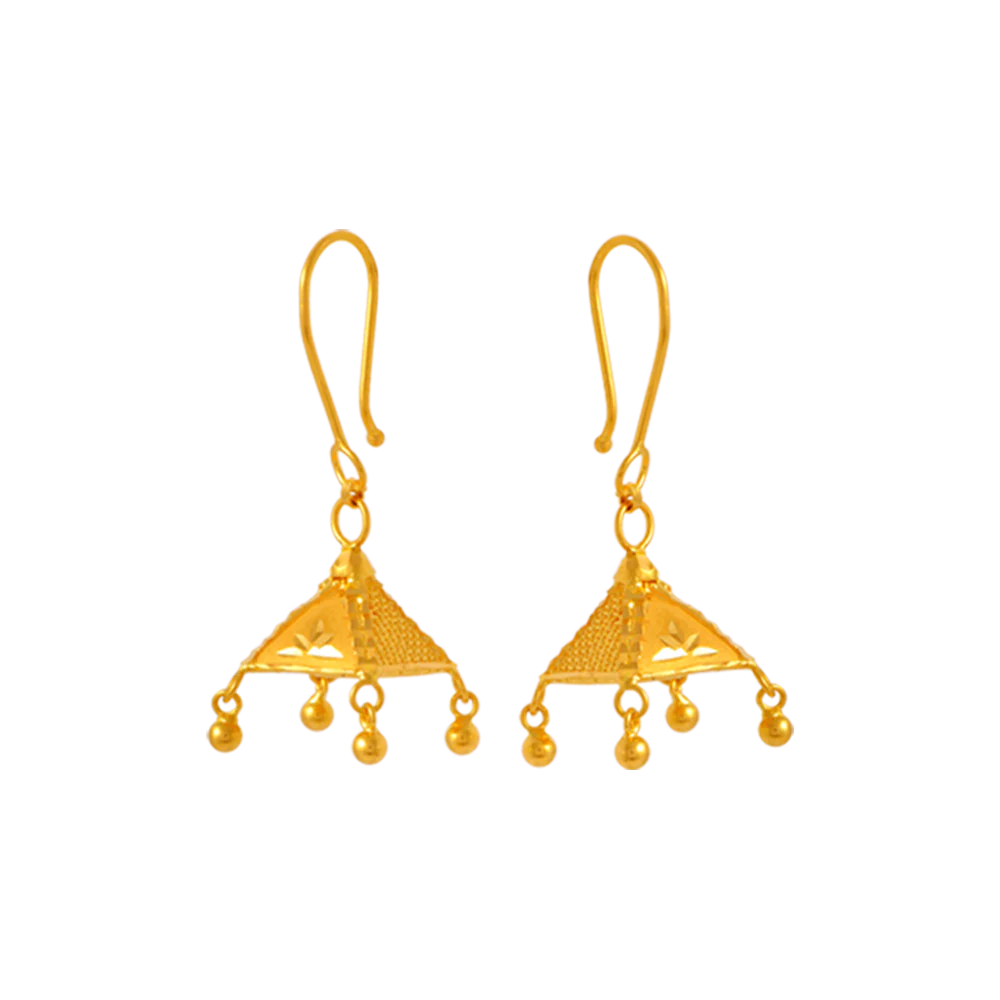 22KT Yellow Gold Jhumki Earrings For Women
