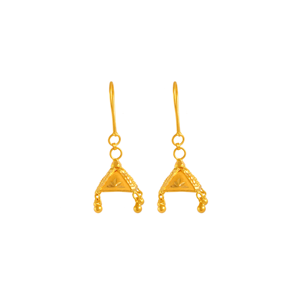 22KT Yellow Gold Jhumki Earrings For Women - Image 3