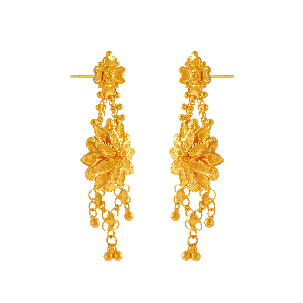 22KT Yellow Gold Jhumki Earrings For Women - Image 4