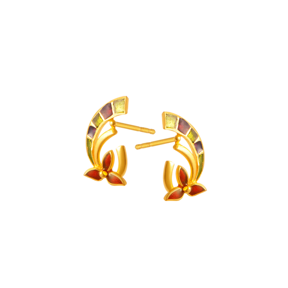 22KT Yellow Gold Jhumki Earrings For Women - Image 3