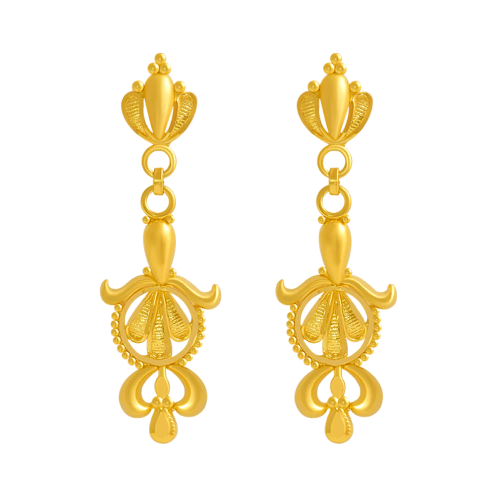 22KT Yellow Gold Jhumki Earrings For Women