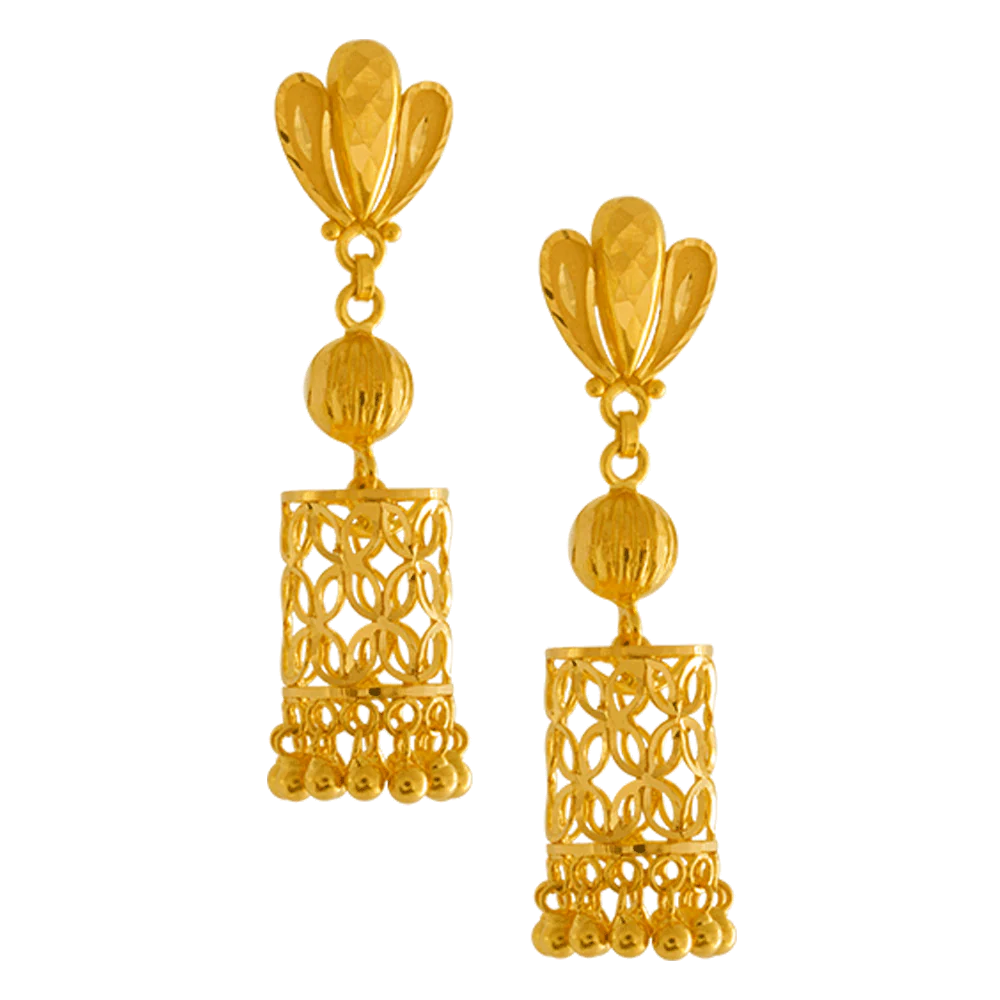 22KT Yellow Gold Jhumki Earrings For Women