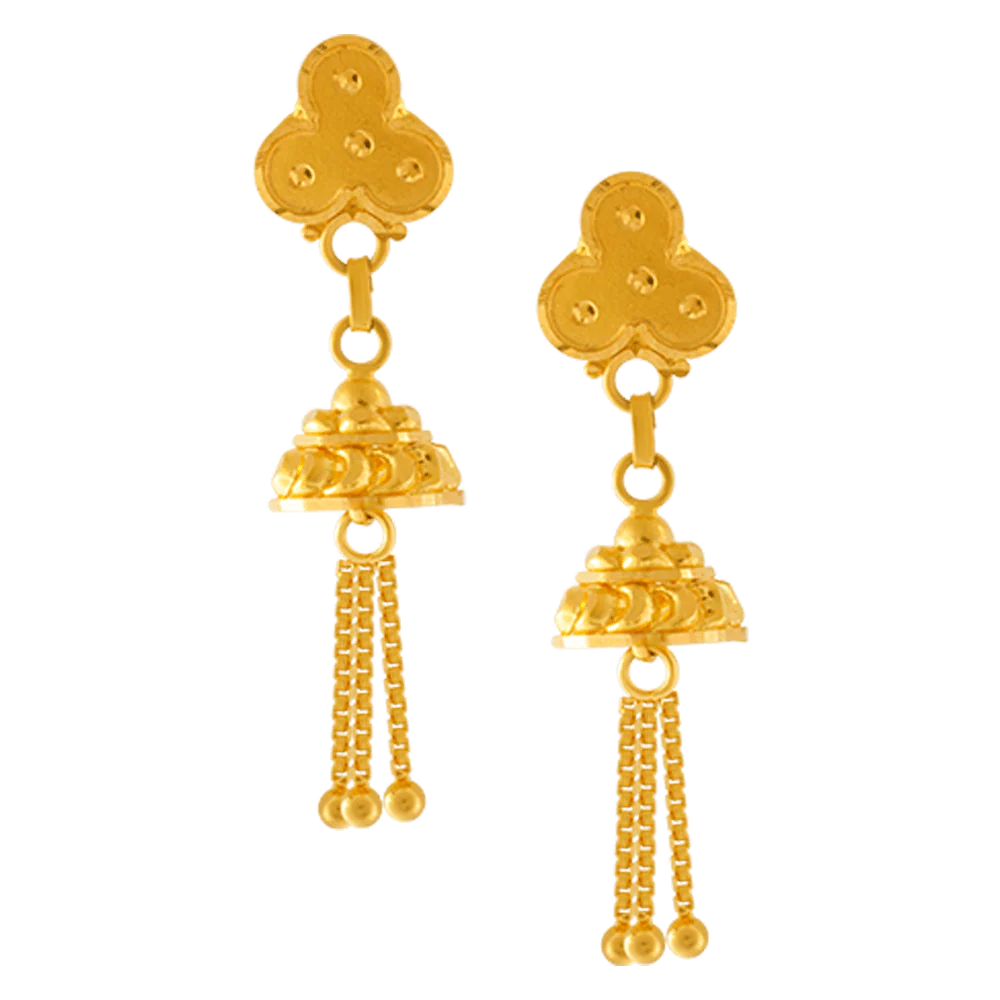 22KT Yellow Gold Jhumki Earrings For Women