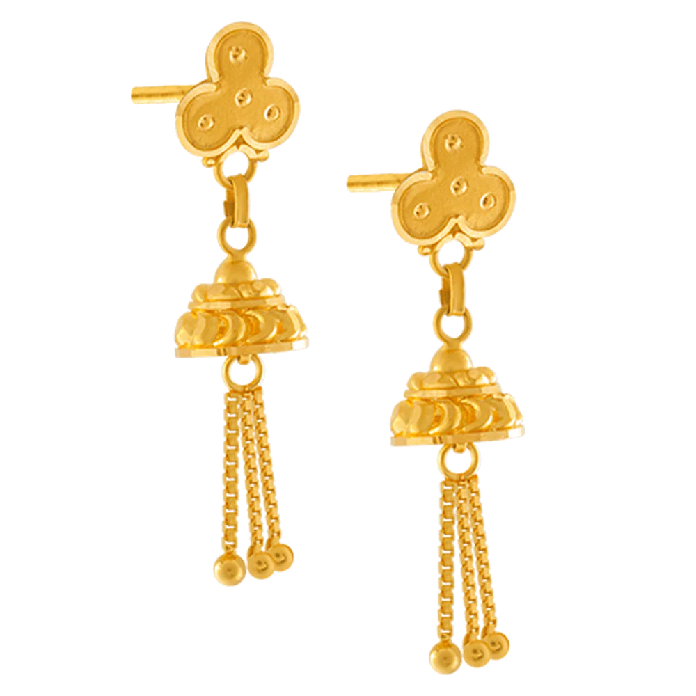 22KT Yellow Gold Jhumki Earrings For Women - Image 2