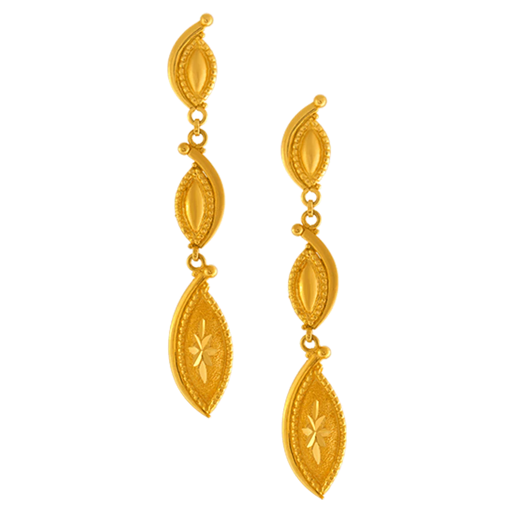 22KT Yellow Gold Jhumki Earrings For Women - Image 3