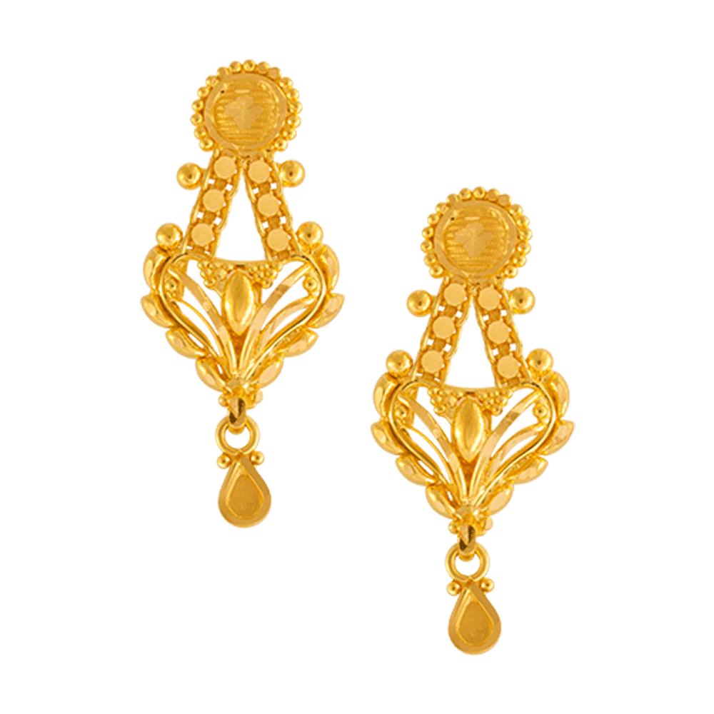 22KT Yellow Gold Jhumki Earrings For Women - Image 3