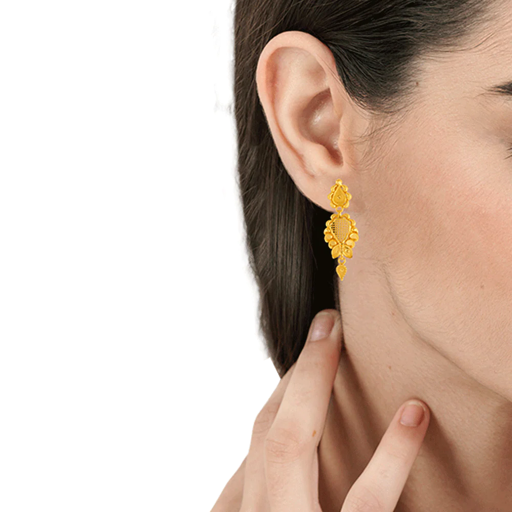 22KT Yellow Gold Jhumki Earrings For Women - Image 2