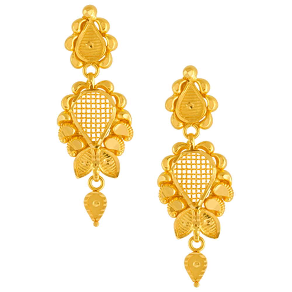 22KT Yellow Gold Jhumki Earrings For Women - Image 3