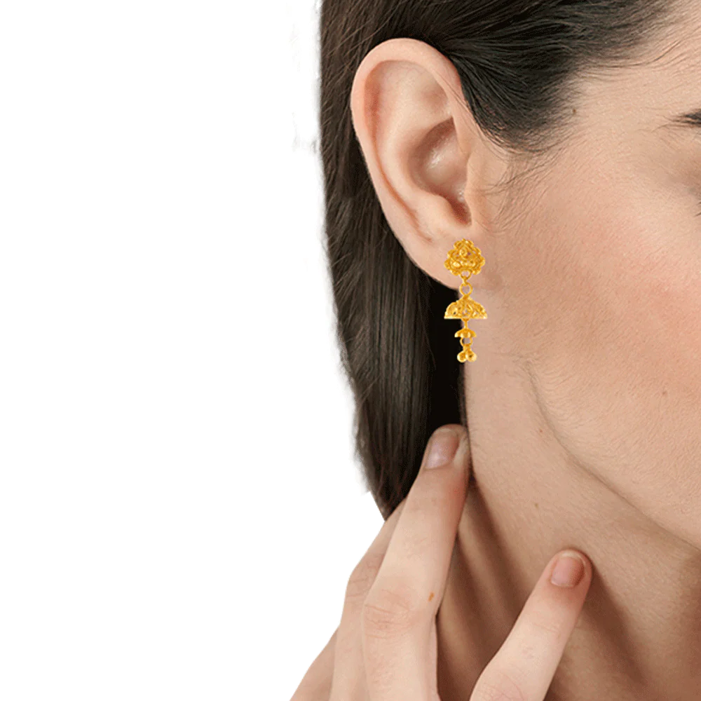 22KT Yellow Gold Jhumki Earrings For Women - Image 2