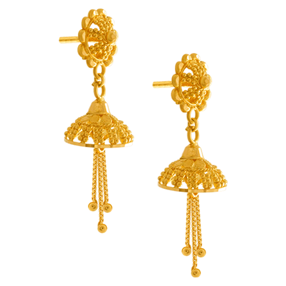 22KT Yellow Gold Jhumki Earrings For Women