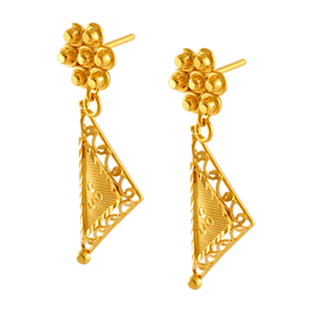 22KT Yellow Gold Jhumki Earrings For Women - Image 2
