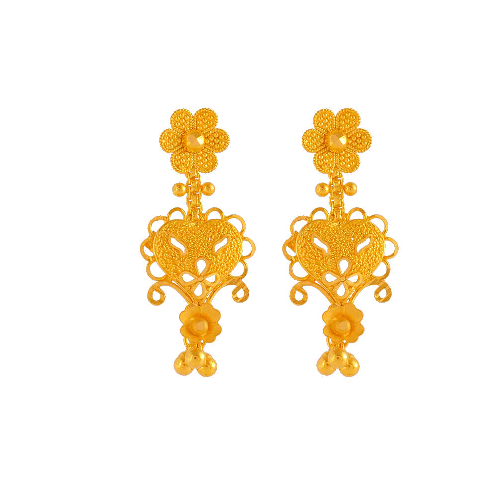 22KT Yellow Gold Jhumki Earrings For Women - Image 4