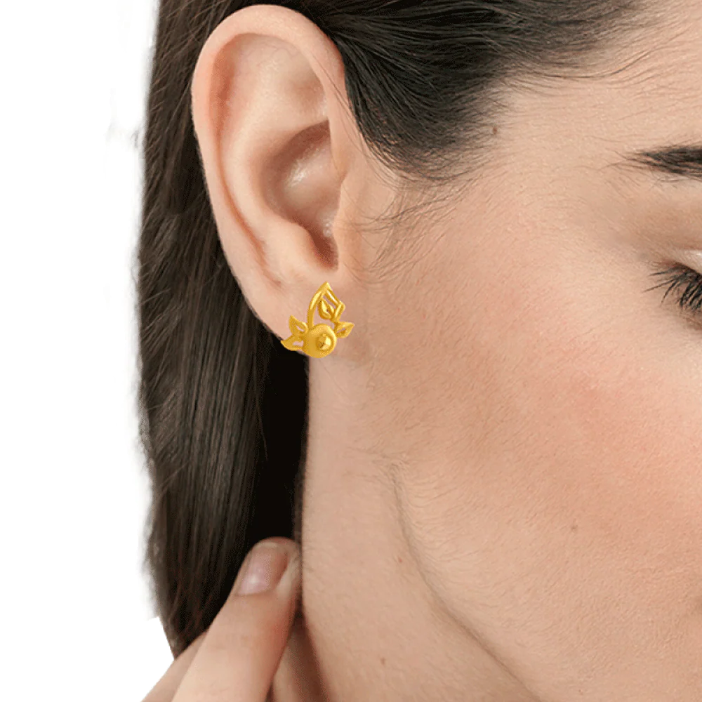 22KT Yellow Gold Jhumki Earrings For Women - Image 2