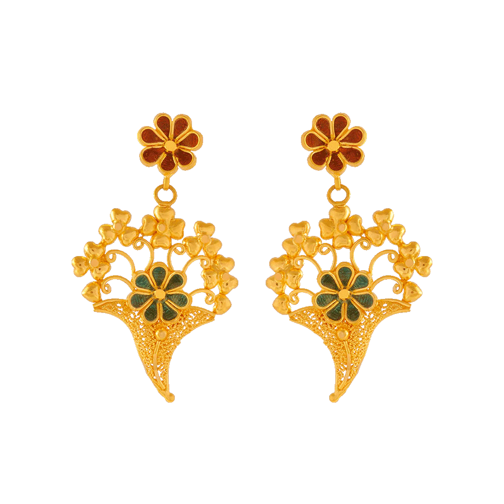 22KT Yellow Gold Jhumki Earrings For Women